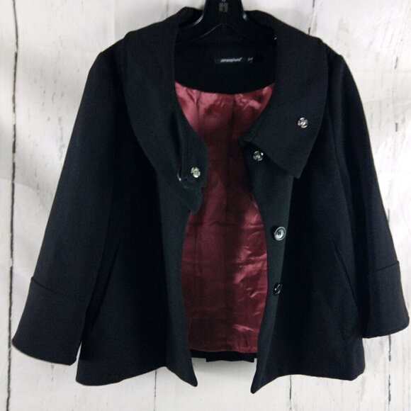 Atmosphere Women's Size 12 Black Pea Coat - Picture 5 of 15